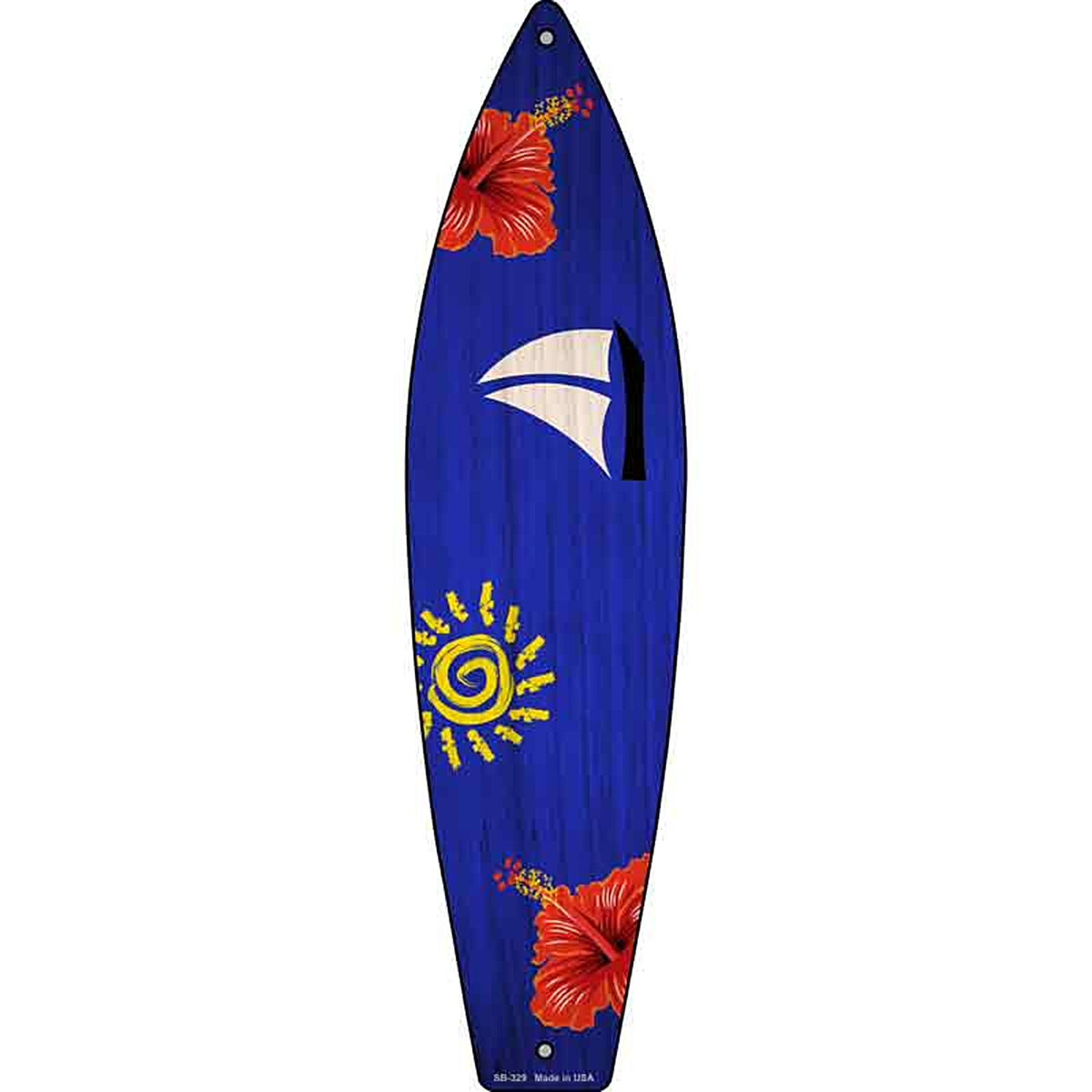 Sailboat With Little Sun Metal Surfboard Sign