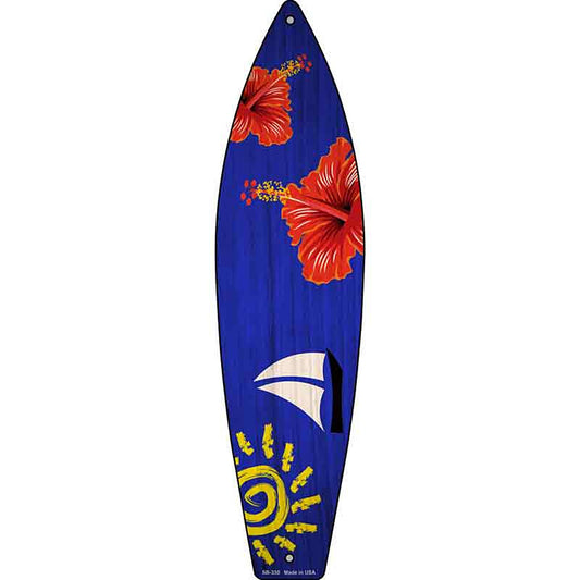 Sailboat With Big Sun Metal Surfboard Sign