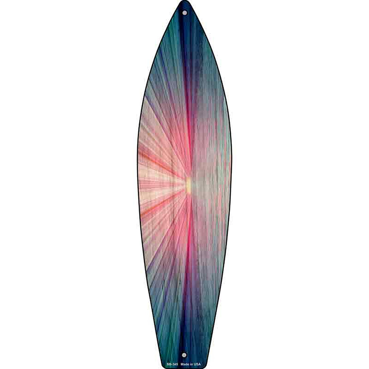 Pink And Blue Sunset Metal Surfboard Sign