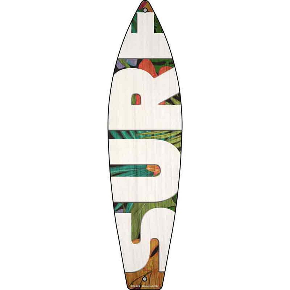 White Surf Metal Surfboard Sign