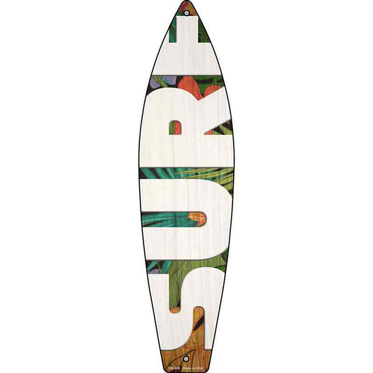 White Surf Metal Surfboard Sign