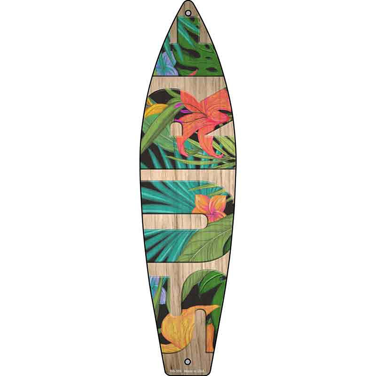 Surf With Flowers Metal Surfboard Sign