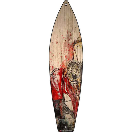 Red Curvy Car Metal Surfboard Sign