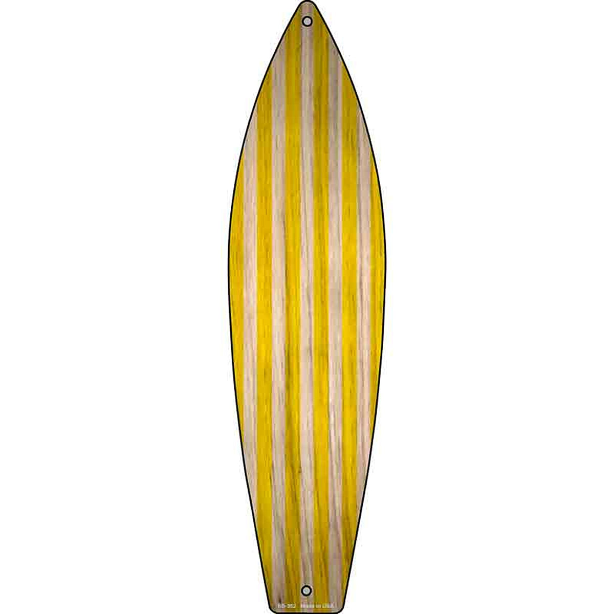 Yellow Striped Metal Surfboard Sign