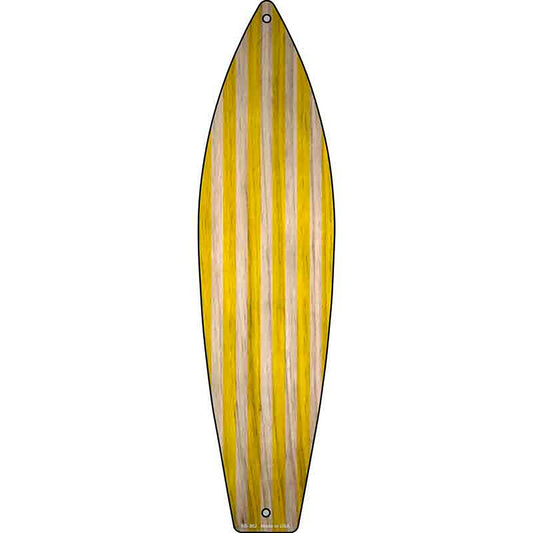 Yellow Striped Metal Surfboard Sign