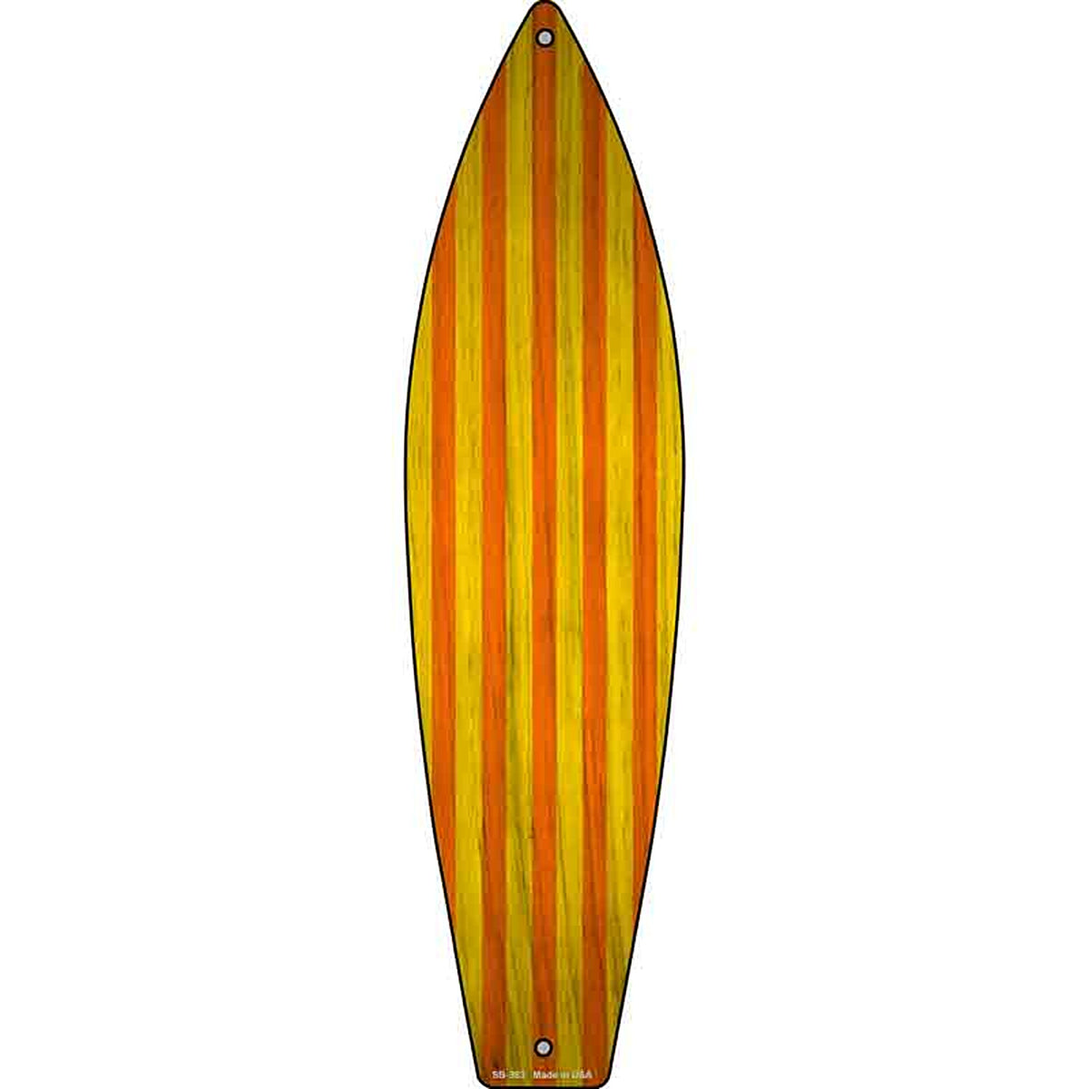Orange And Yellow Striped Metal Surfboard Sign