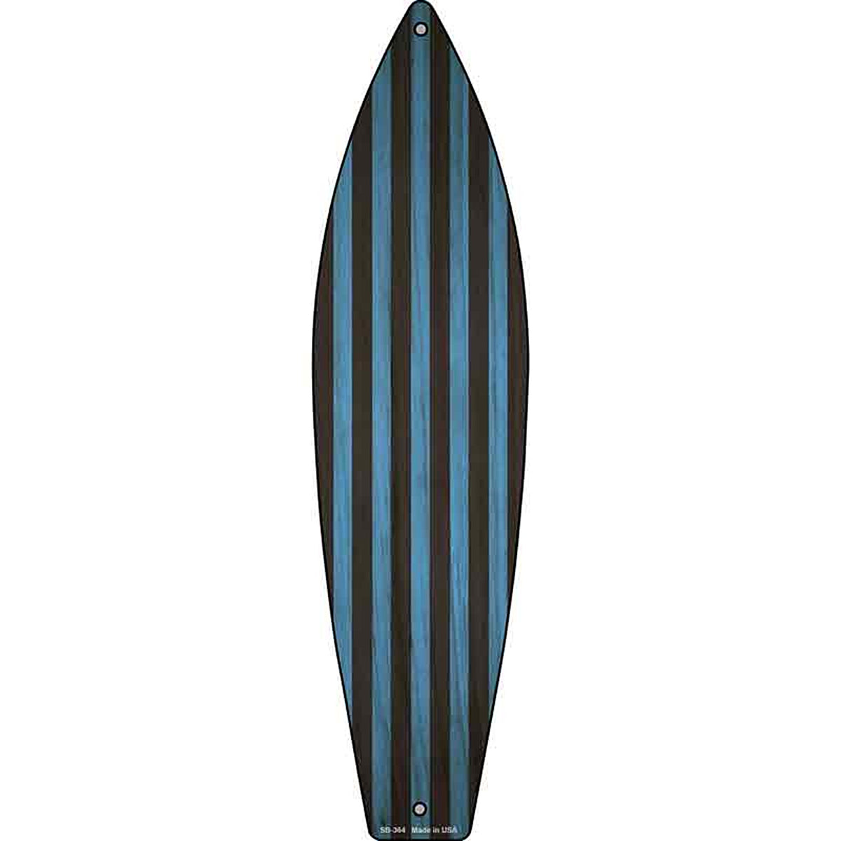 Blue And Black Striped Metal Surfboard Sign