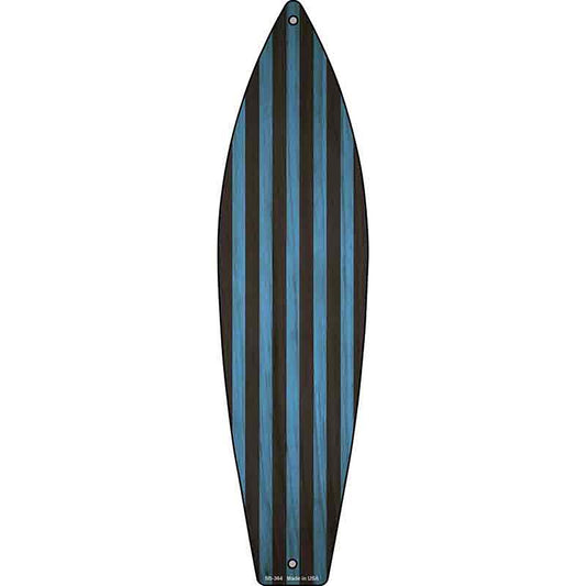 Blue And Black Striped Metal Surfboard Sign