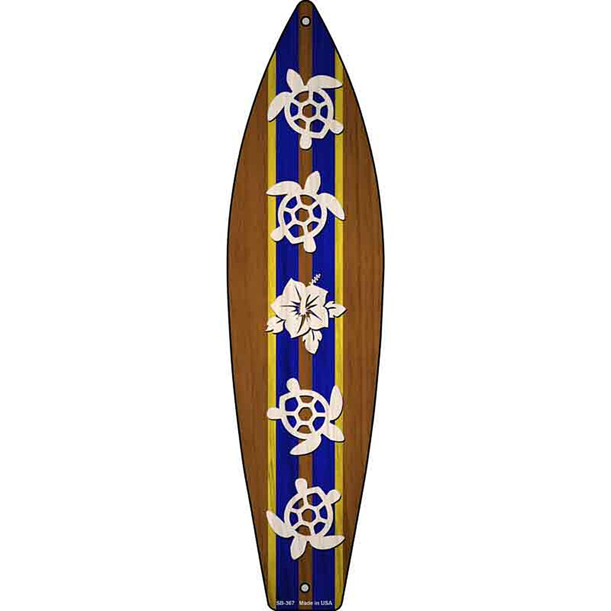 Turtles And Flower Metal Surfboard Sign