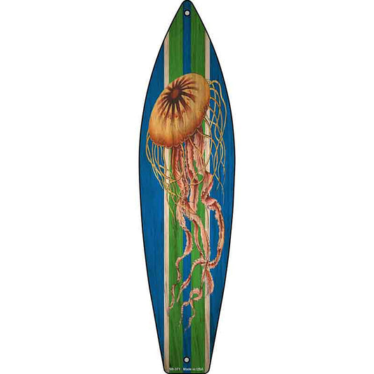 Jellyfish Blue Metal Surfboard Sign
