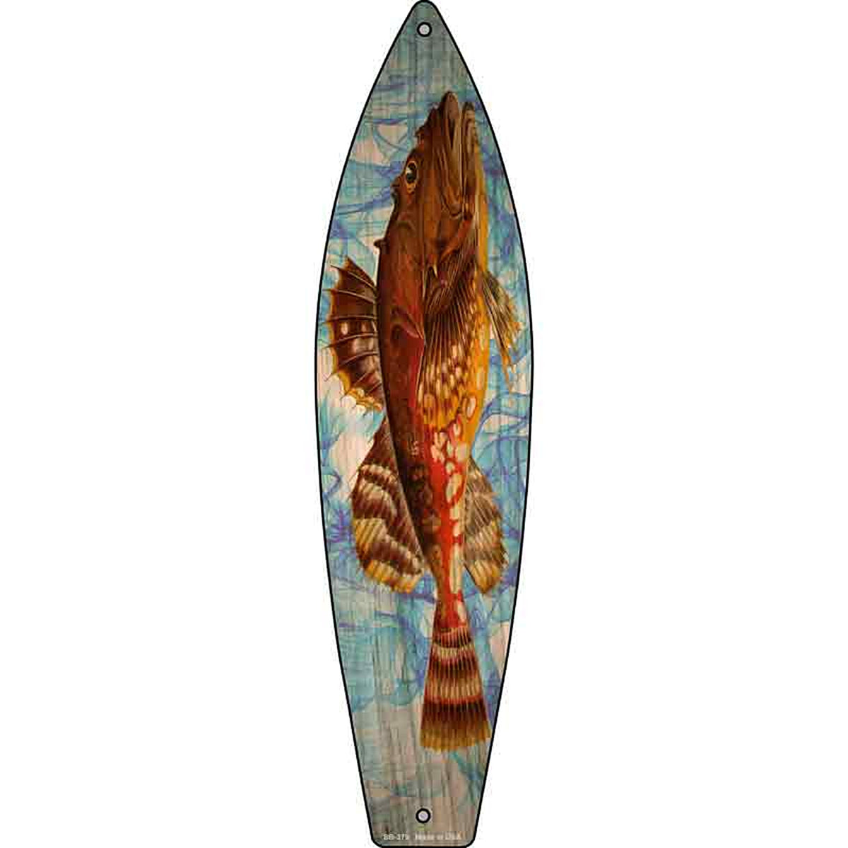 Orange Fish Metal Surfboard Sign