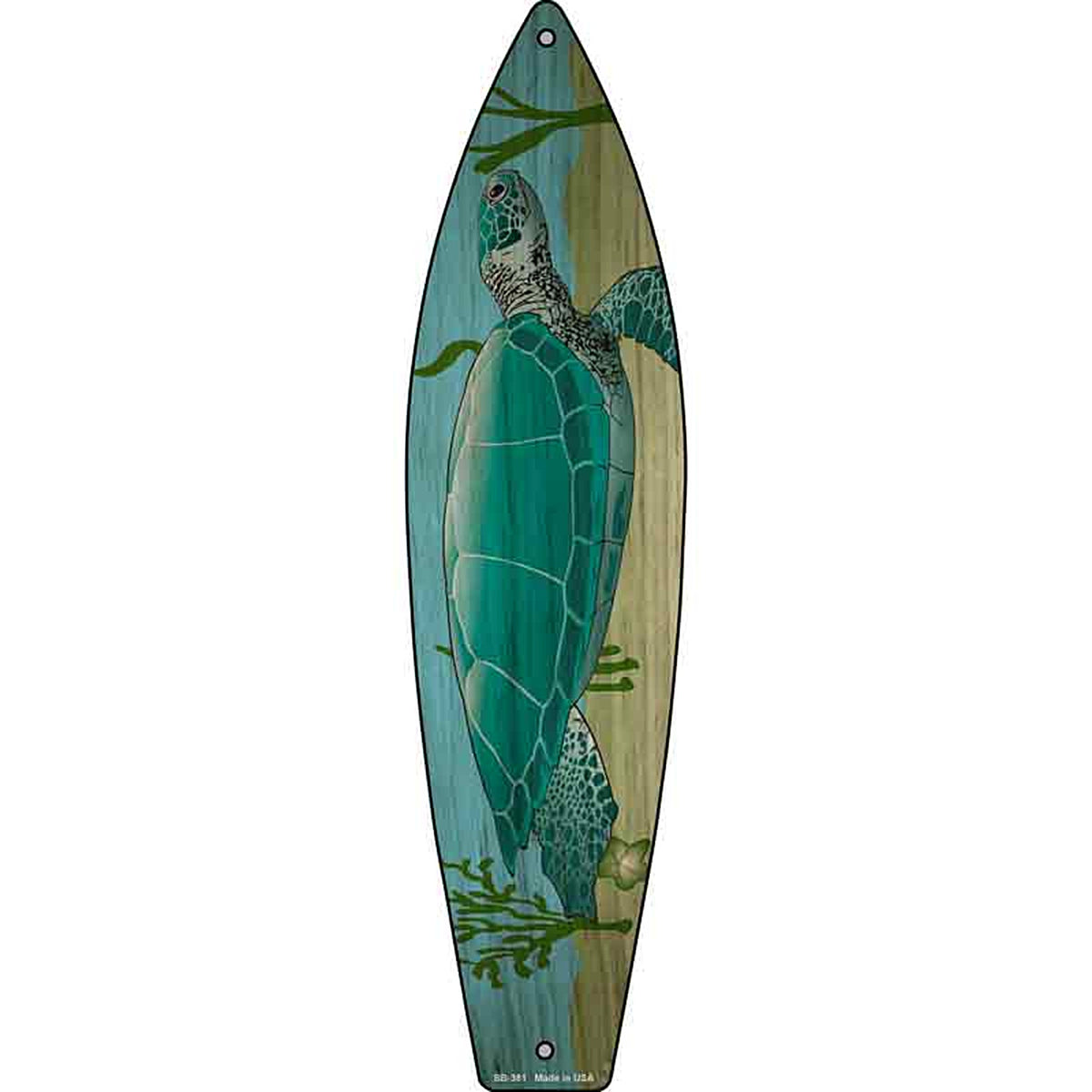 Sea Turtle Metal Surfboard Sign