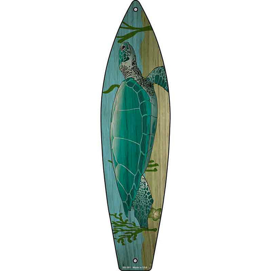 Sea Turtle Metal Surfboard Sign