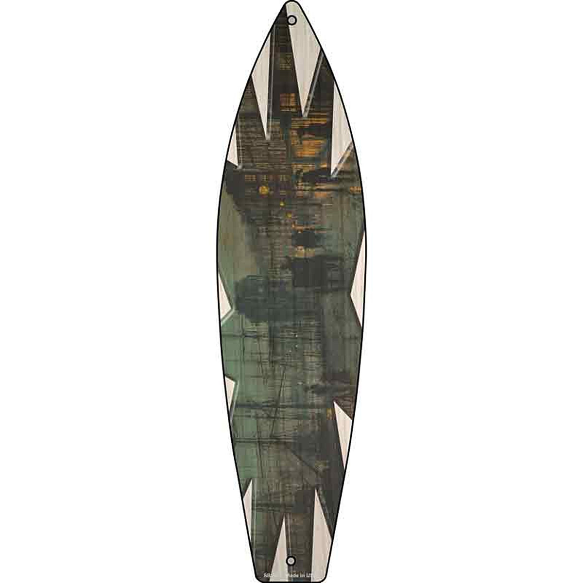 Harbor At Dawn Metal Surfboard Sign