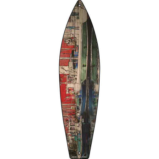 Boats On The Water Metal Surfboard Sign