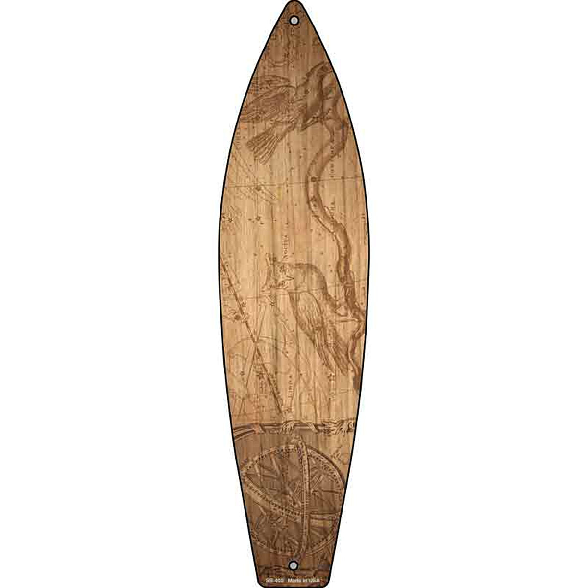 Map Drawing With Birds Metal Surfboard Sign