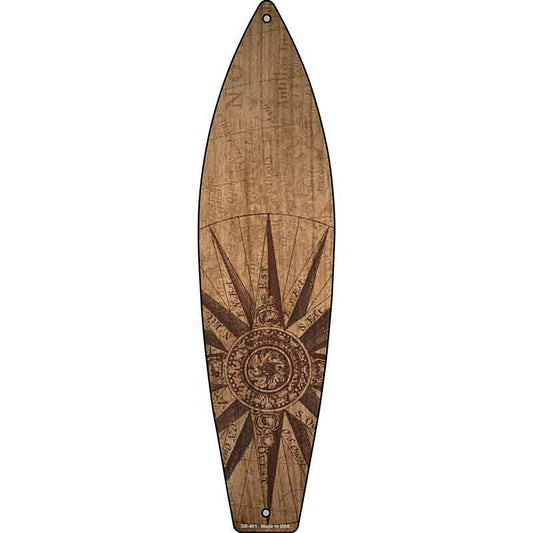 Map Drawing With Compass Metal Surfboard Sign