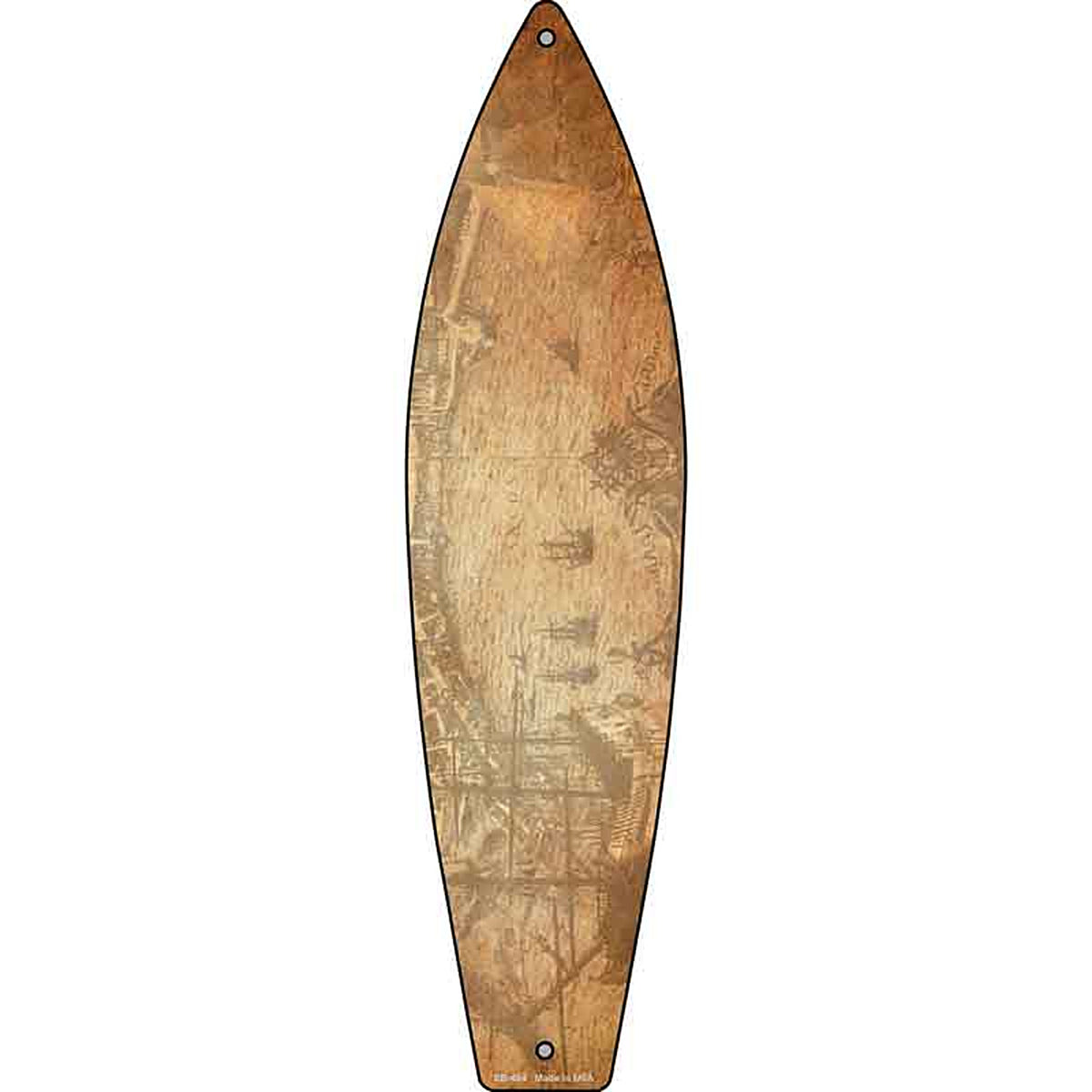 Vintage Map With Sea Metal Surfboard Sign