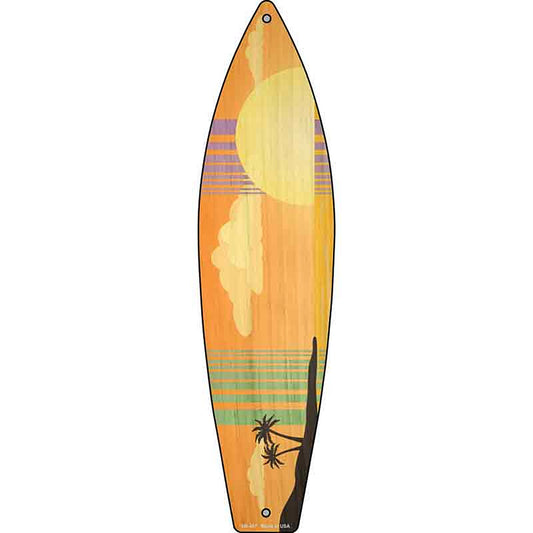 Tropical Sunset Metal Surfboard Sign