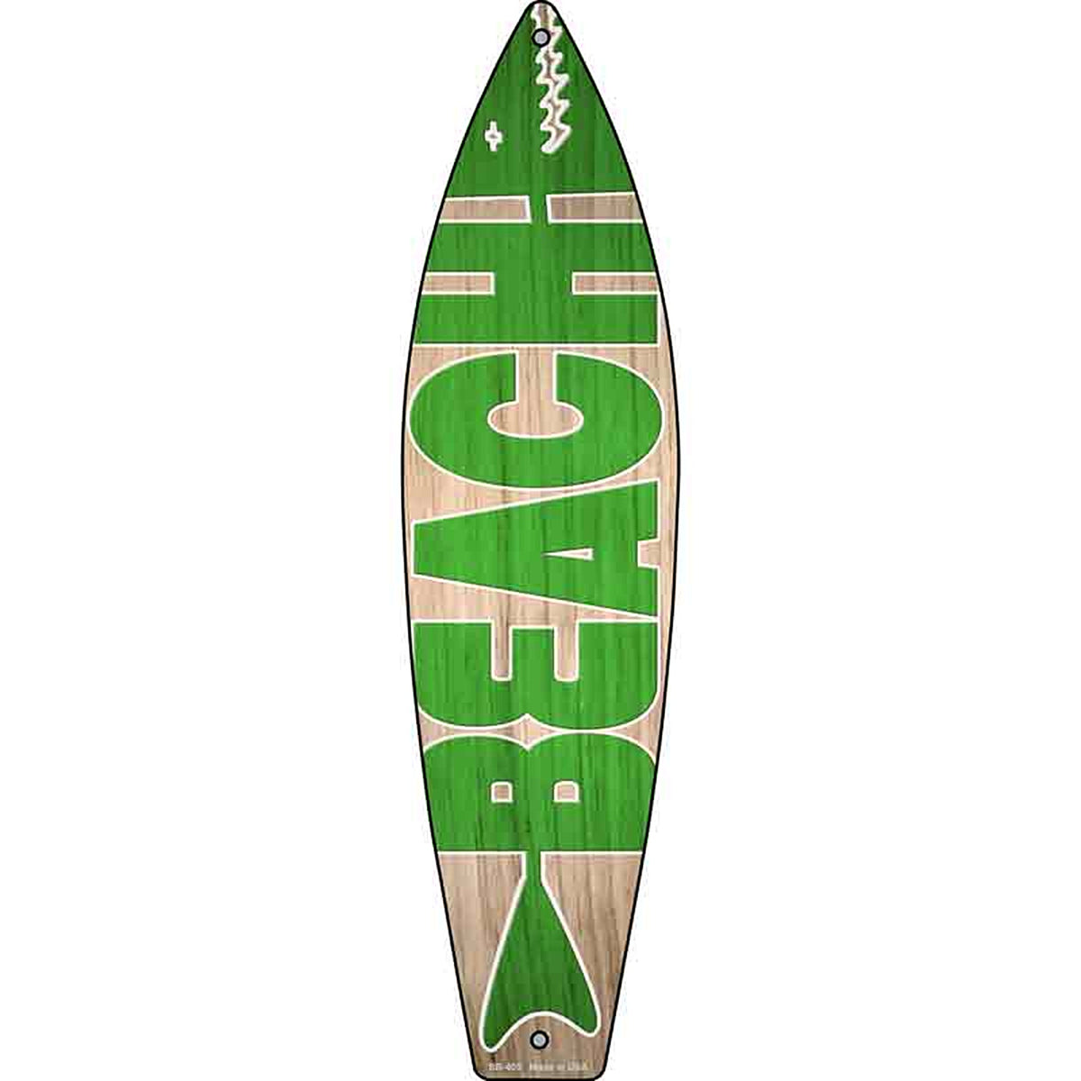 Green Beach Metal Surfboard Sign