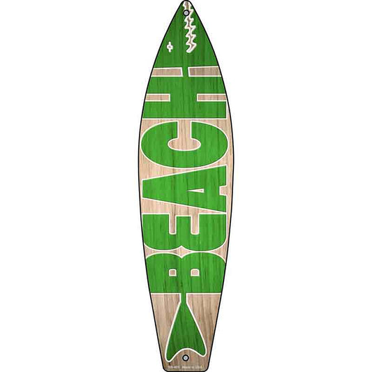 Green Beach Metal Surfboard Sign