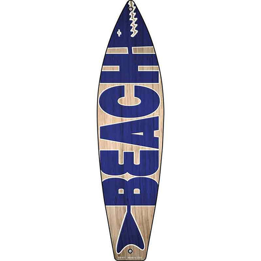 Blue Beach Metal Surfboard Sign