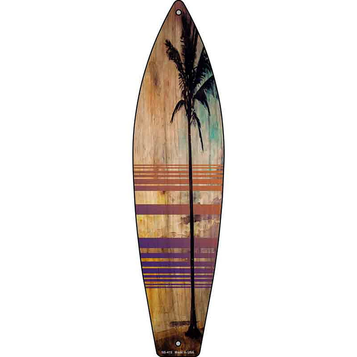 Tall Palm Tree Metal Surfboard Sign