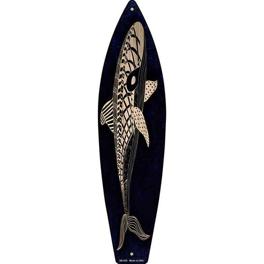 Tribal Print Whale Metal Surfboard Sign