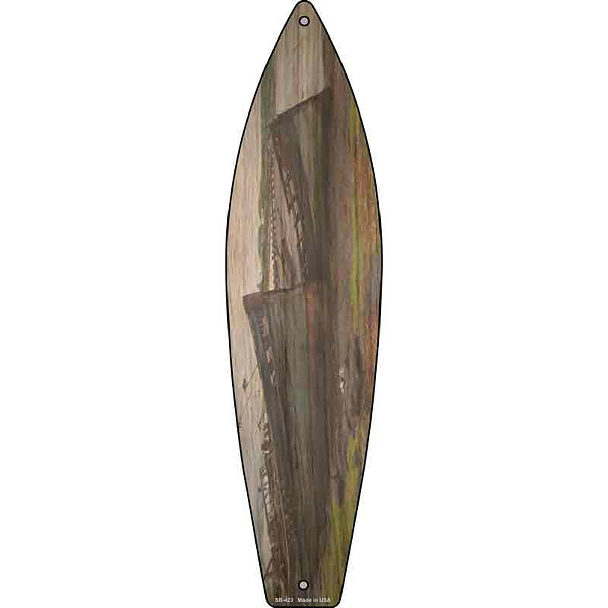 Wrecked Boats Metal Surfboard Sign