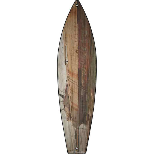 Rusty Boat Hull In Water Metal Surfboard Sign