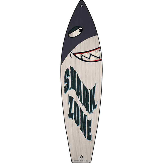 Shark Zone Metal Surfboard Sign