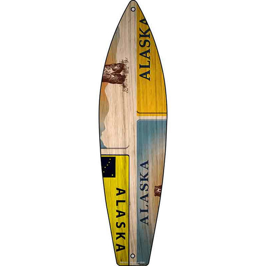 Alaska License Plate Design Metal Surfboard Sign
