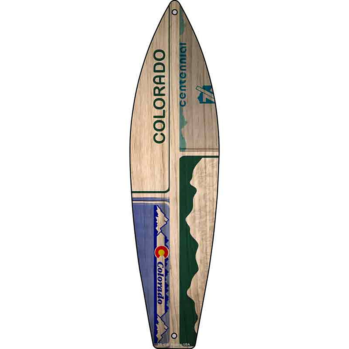 Colorado License Plate Design Metal Surfboard Sign