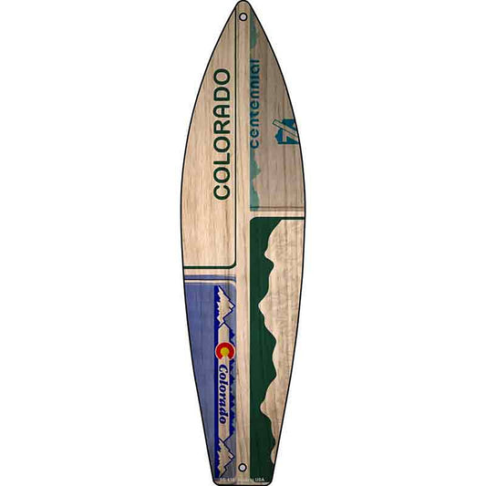 Colorado License Plate Design Metal Surfboard Sign