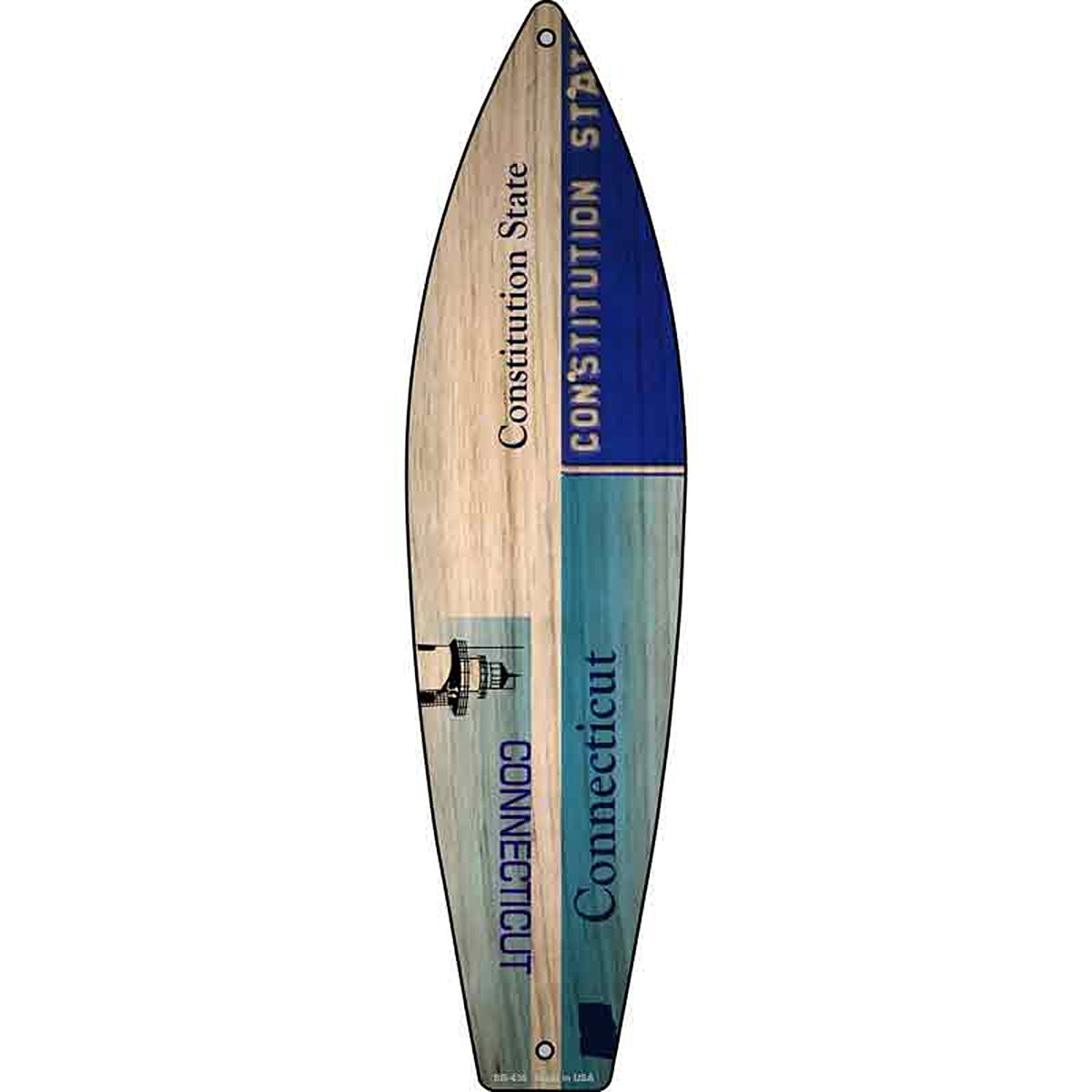 Connecticut License Plate Design Metal Surfboard Sign