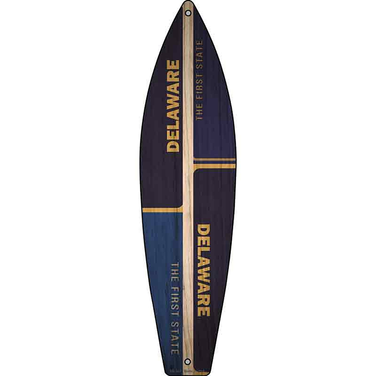 Delaware License Plate Design Metal Surfboard Sign