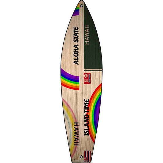 Hawaii License Plate Design Metal Surfboard Sign