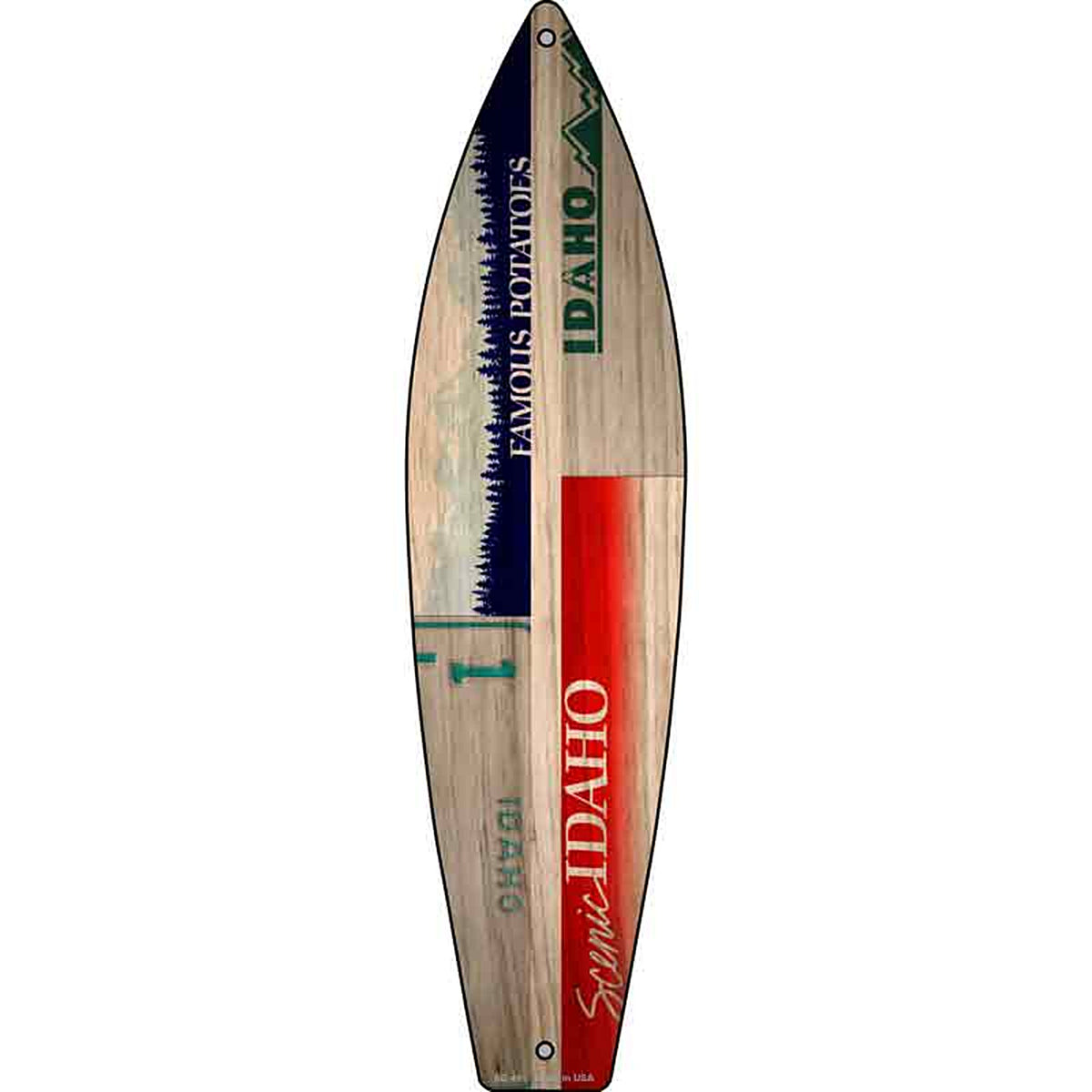 Idaho License Plate Design Metal Surfboard Sign