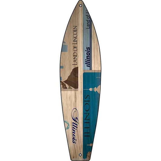 Illinois License Plate Design Metal Surfboard Sign