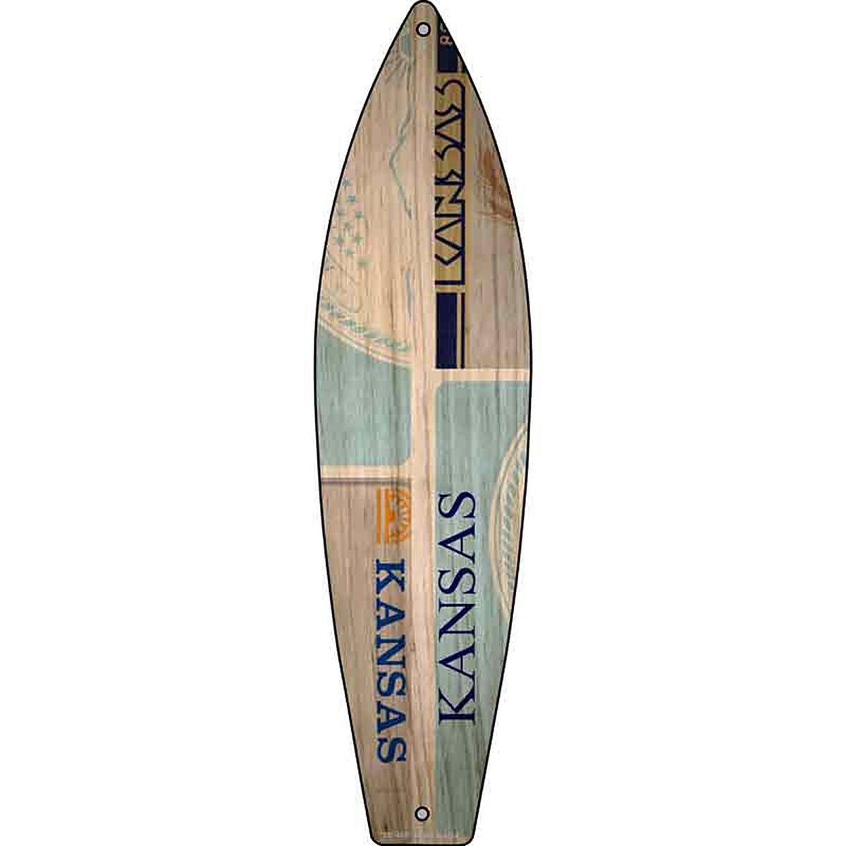 Kansas License Plate Design Metal Surfboard Sign