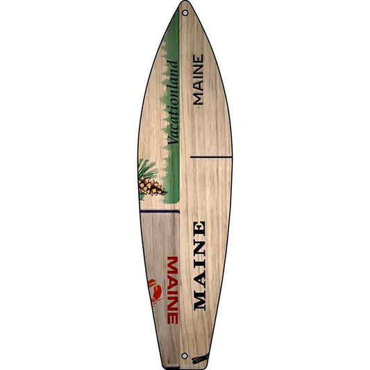 Maine License Plate Design Metal Surfboard Sign