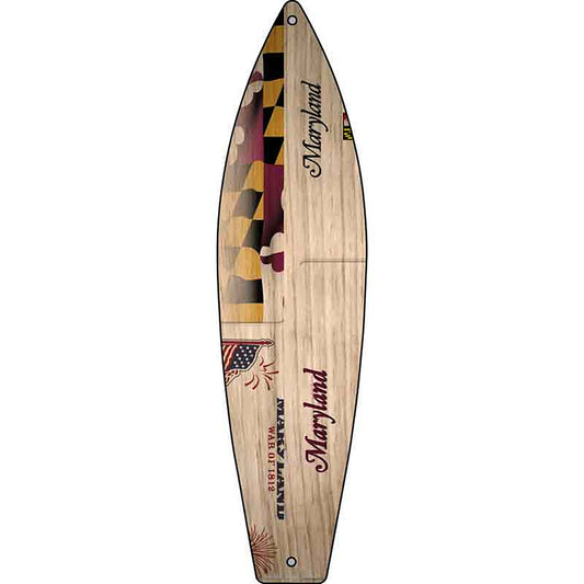 Maryland License Plate Design Metal Surfboard Sign