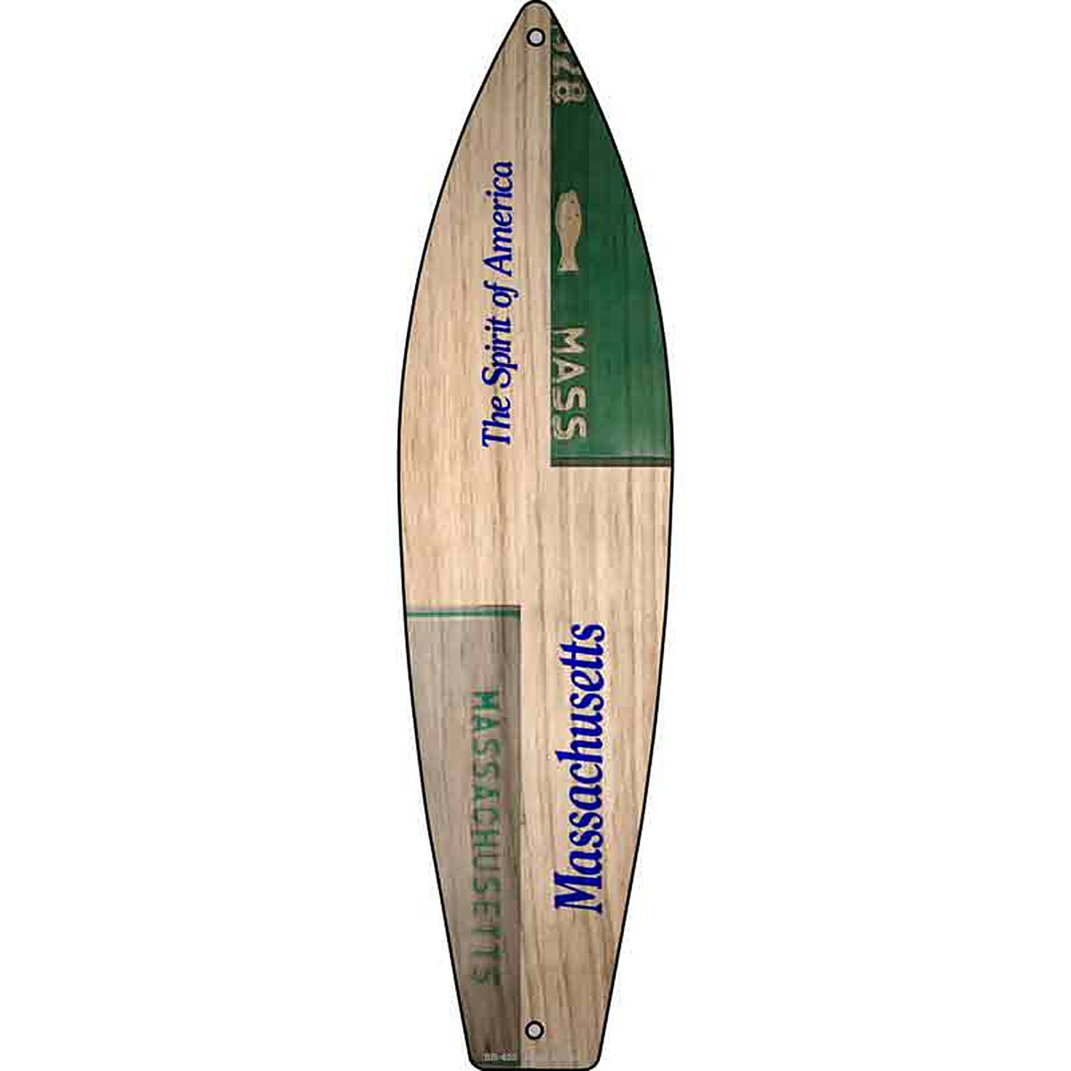 Massachusetts License Plate Design Metal Surfboard Sign
