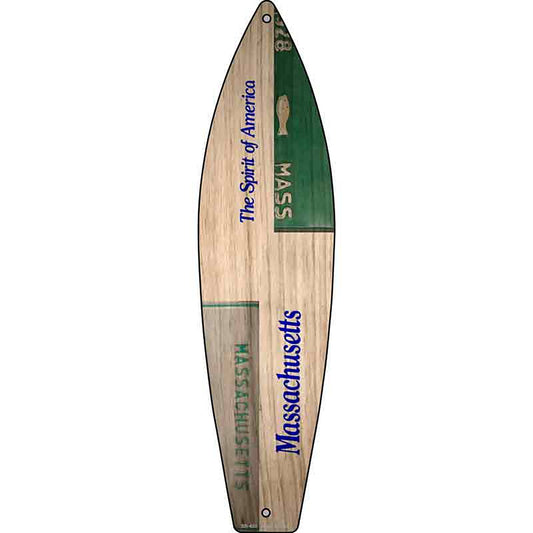 Massachusetts License Plate Design Metal Surfboard Sign