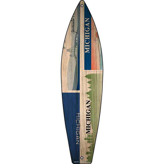 Michigan License Plate Design Metal Surfboard Sign