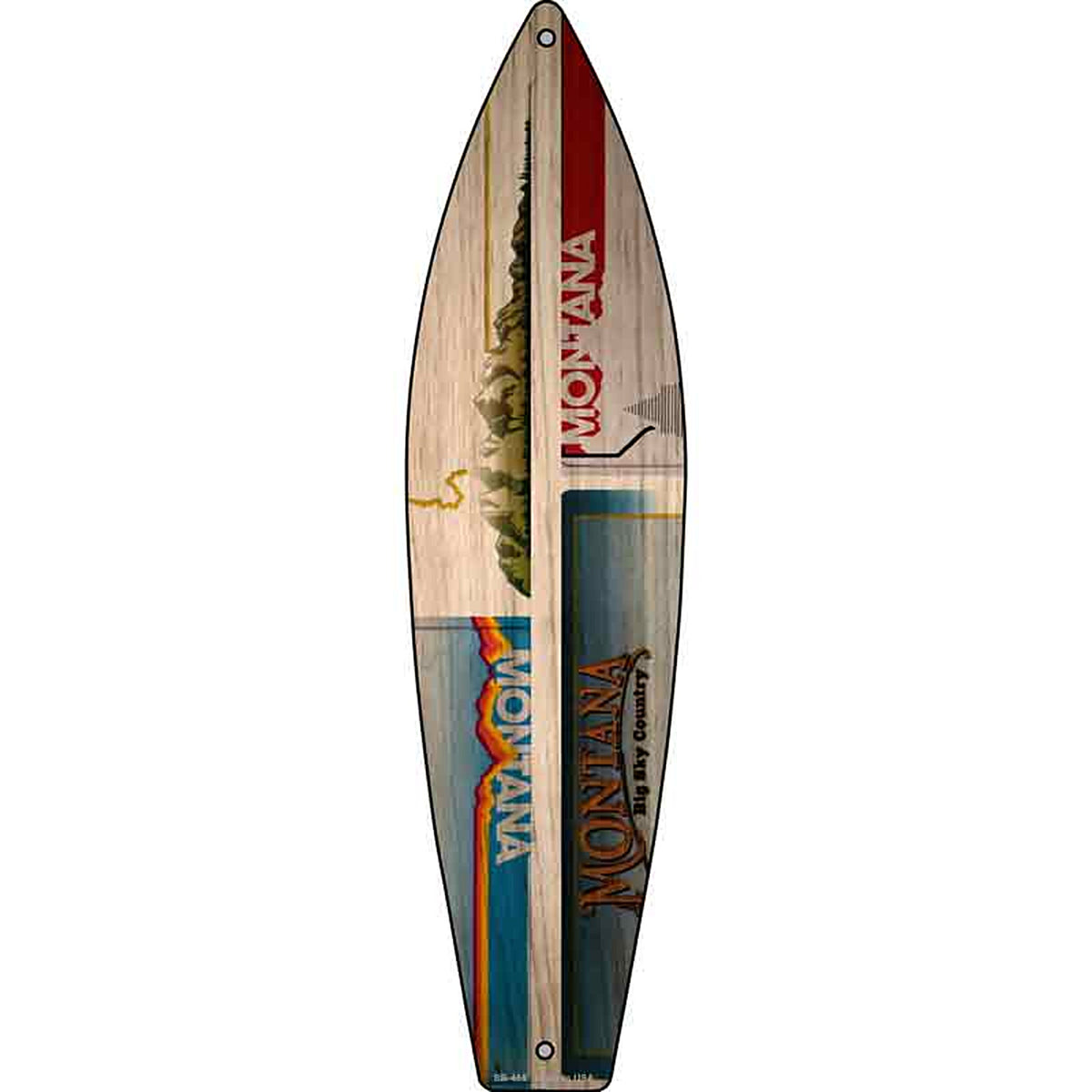 Montana License Plate Design Metal Surfboard Sign