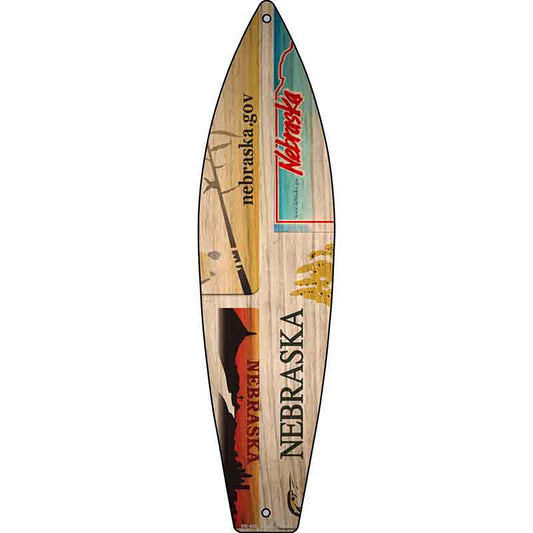 Nebraska License Plate Design Metal Surfboard Sign