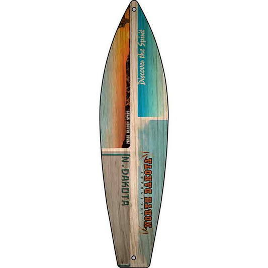 North Dakota License Plate Design Metal Surfboard Sign