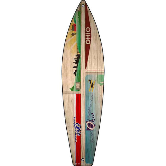 Ohio License Plate Design Metal Surfboard Sign