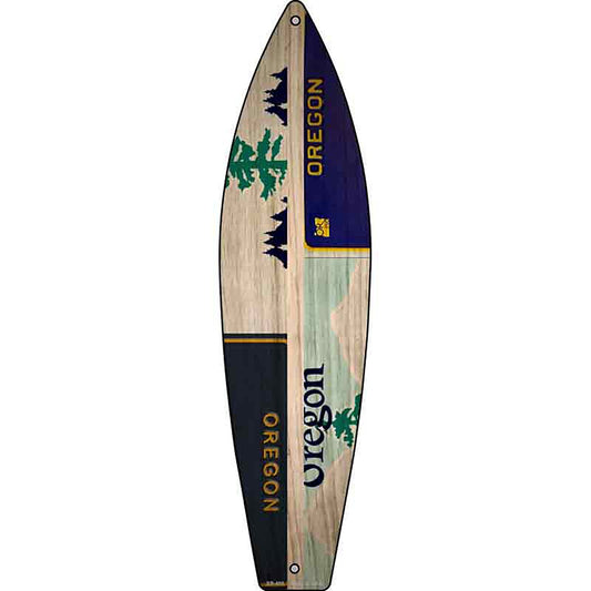Oregon License Plate Design Metal Surfboard Sign